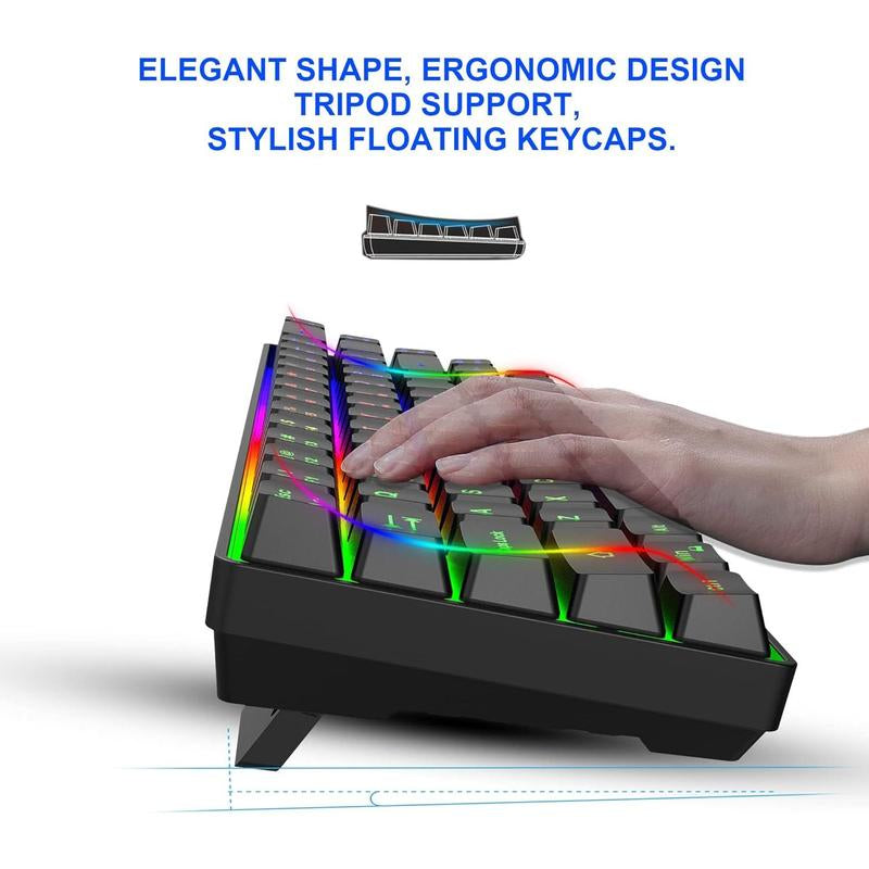 Snpurdiri 65% Wireless Gaming Keyboard and Mouse Combo,Led Backlit Rechargeable 2000Mah Battery,Small Membrane but Mechanical Keyboard + 6D 3200DPI Mice for Gaming,Business Office